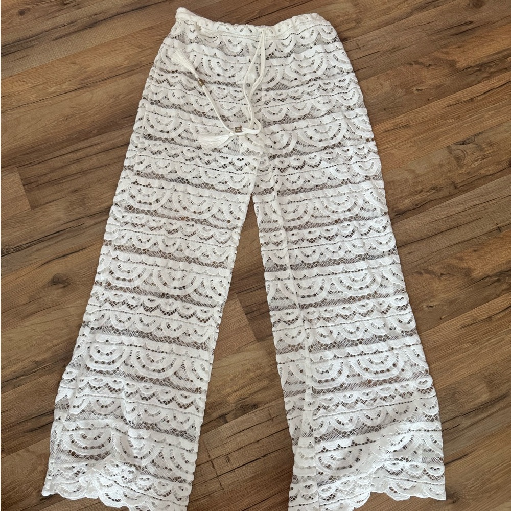 White Lace Crochet Pants